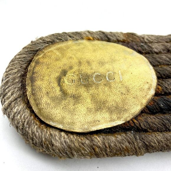 Authentic Gucci Quilted Leather Espadrille Sandals Size 35,5 Gold Color - Picture 5 of 13